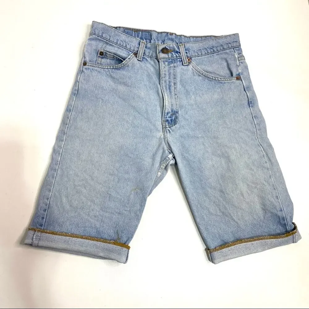 Levi’s Vintage ‘82 Orange Tab surged Hem 505 Light Wash Denim Shorts 31
